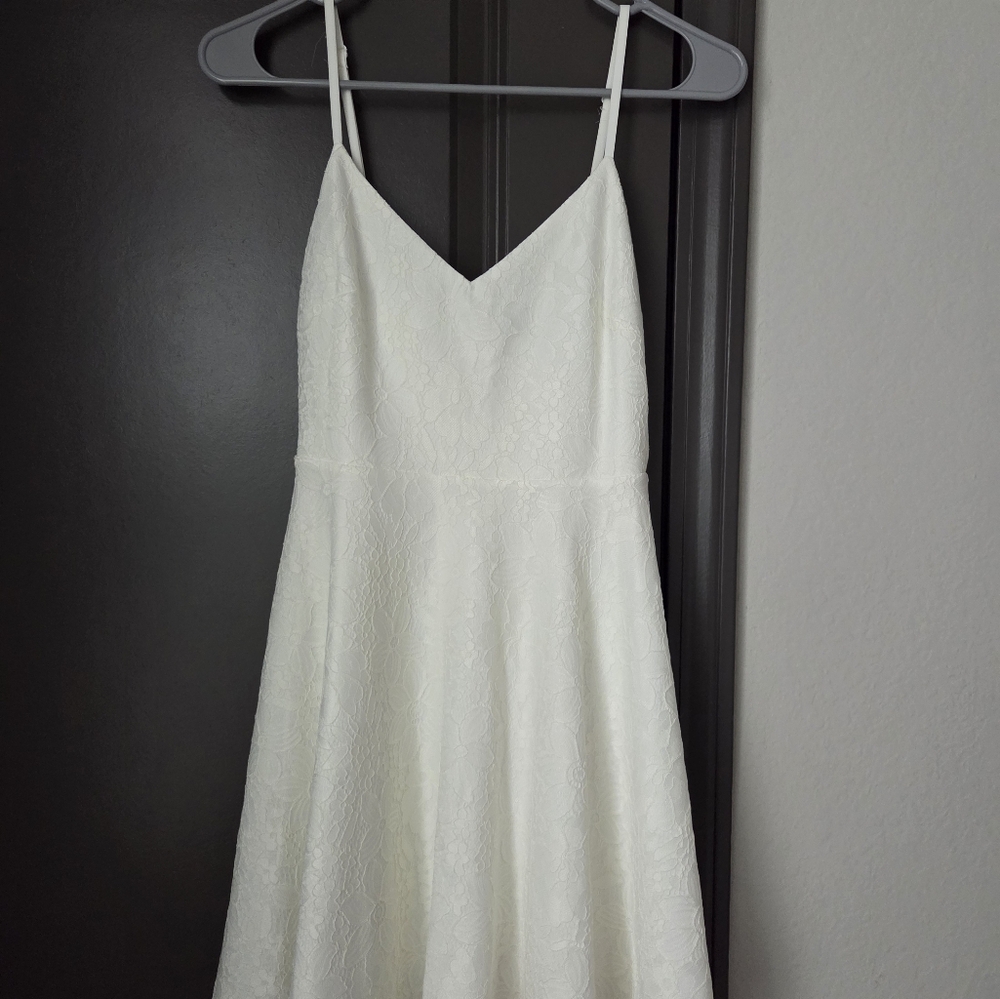 Lulu's White Spaghetti Strap A-Line Mini Dress